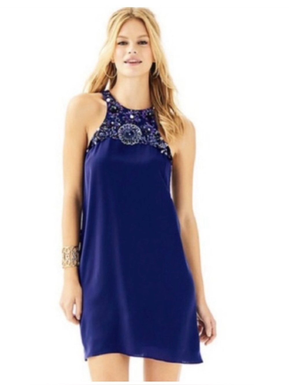 Lilly Pulitzer Chelsea Shift Dress True Navy Embellished Sequin Party Size XS